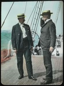 Image of Peary (left) and Herbert L. Bridgeton on S.S. Roosevelt